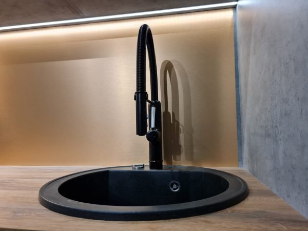 Backsplash cupru Profil led integrat simplicity Chiuveta rotunda