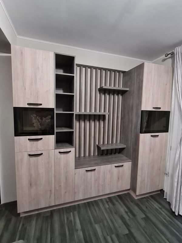 Mobilier Living Personalizat, H1312 H1313 Rama Aluminiu Sticla fumurie compartiment frigider incorporat cncwoodskills